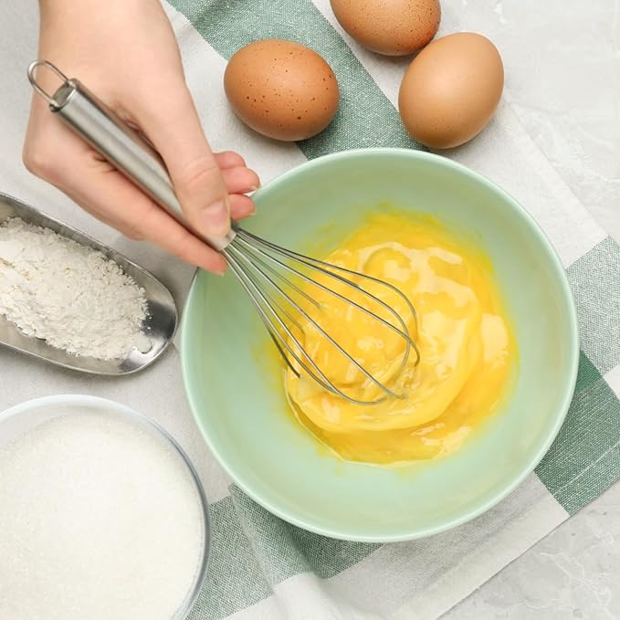 NileHome Whisk, Stainless Steel Wisk Set 8" 10" Kitchen Whisk Wisking Tool Kitchen Wisk Wire Whisks for Cooking, Whisking, Blending, Beating, Stirring-…