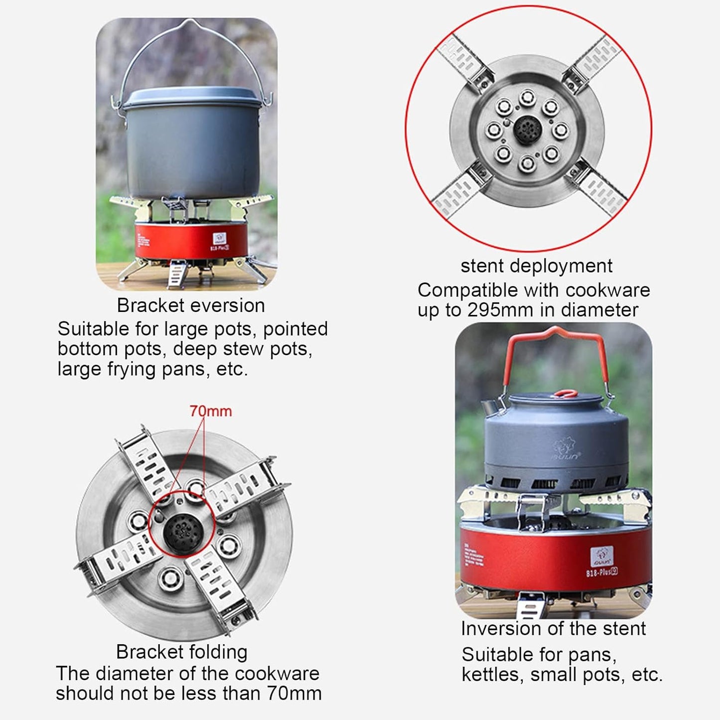 Bulin AirOka B18 Puls 23800W Alloy Portable Picnic Camping Stove Windproof Design Gas Cooking Burner with Piezo Ignition and Carrying Case Foldable Stove for Outdoor BackpackingHikingPicnicCar