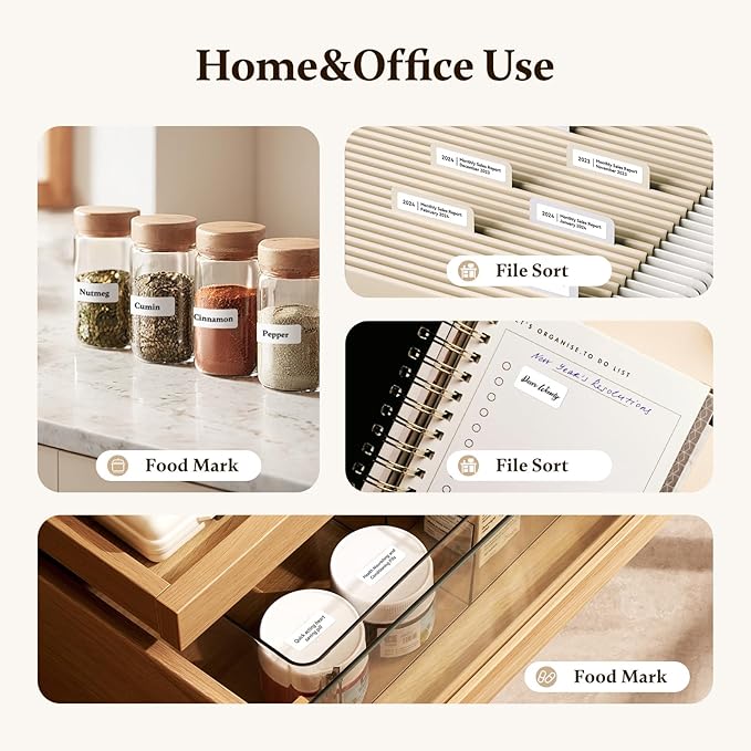 NIIMBOT Label Maker with Tape D11 0.5 Inch Bluetooth 300 DPI Portable Label Printer Rechargeable White