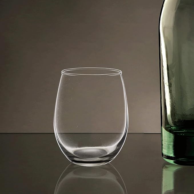 DISCOUNT PROMOS Stemless Wine Glasses in Bulk by ARC Perfection, 15 oz, 10 pack, Red or White Wine Glass Set, Black