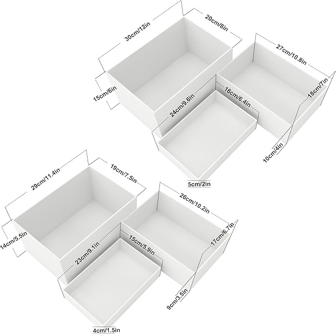 6 Pack White Buffet Food Risers, Step 12” 11”10” Large Size Acrylic Cube Box Display for Dessert Food Drink Collectibles Jewelry Figures, Display Stands for Retail Vendor Events,5 Side, Rectangle
