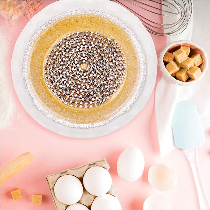 Durable Baking Supplies: Stainless Steel Chain Pie Weights, Reusable and Easy to Clean, Odorless, Safe Pie Weights for Pie Crusts, Oven Safe Baking Beads (15 feet)