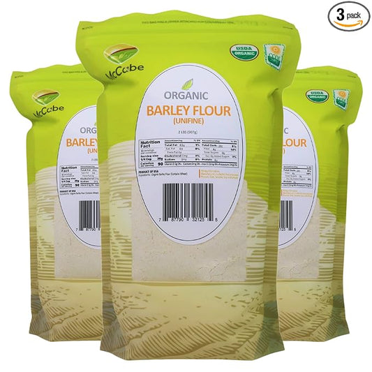 McCabe Organic Barley Flour - Barley Flour for Cooking and Baking | Rich in Fiber | USDA and CCOF Certified | Product of USA | 2 lbs (32 Oz) Pack of 3