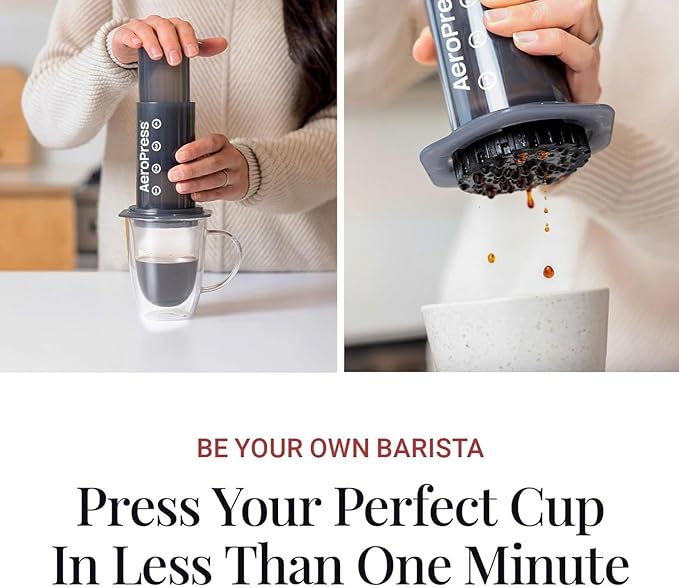 AeroPress Original Coffee Press – 3 In 1 Brew Method Combines French Press, Espresso, Full Bodied Coffee Without Grit or Bitterness, Small Portable Coffee Maker for Camping & Travel