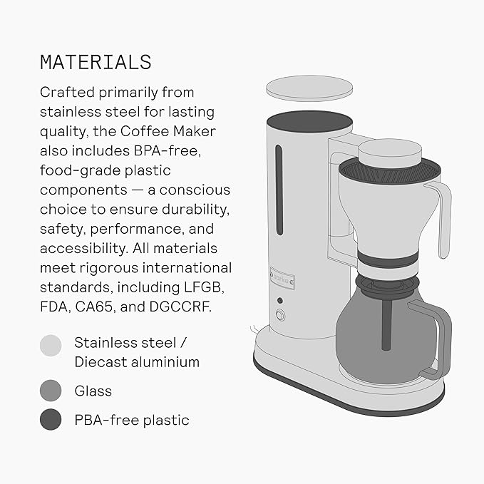 aarke Coffee Maker - Electric Drip Brewer with Automatic Drip-Stop, Stainless Steel Machine with 10 Cup Glass Carafe, Brews Full Pot in Under 6 Minutes