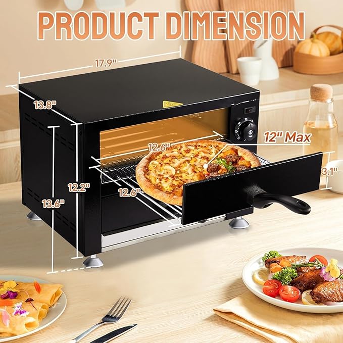 ROVSUN Commercial Double-layer Pizza Oven, Electric Countertop Oven with Timer and Removable Crumb Tray, 110V 2200W, Perfect for Commercial and Home Use, Black