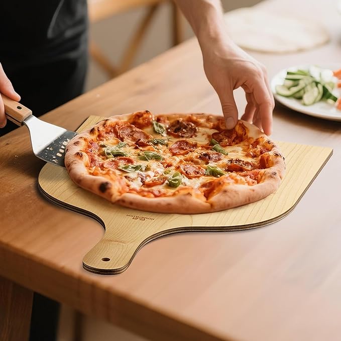 G.a HOMEFAVOR 2 Pack Wooden Pizza Peel - Pizza Paddle Spatula 12 inch with Wood Handle, Oven Accessory for Pizza Making, Large Cutting Board for Transferring Pizza