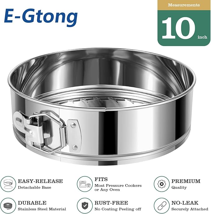 10 Inch Springform Cake Pan, Stainless Steel Springform Pans, Leakproof & Nonstick Cheesecake Pan with Removable Bottom, Round Spring Form Cake Pan For Baking