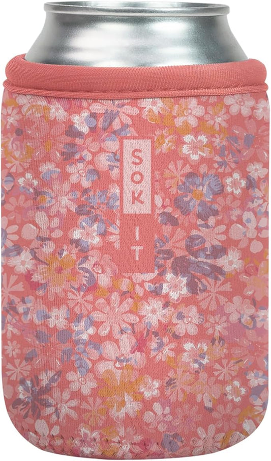 Sok It CanSok Sleeve for Beer & Soda Insulated Neoprene Cover (Blushing Blooms, 12oz Can Sleeve)
