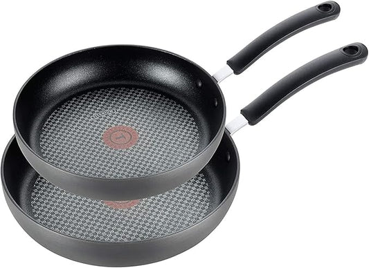 T-fal Ultimate Hard Anodized Nonstick Fry Pan Set 2 Piece, 8, 10 Inch, Oven Broiler Safe 400F, Kitchen, Cookware, Pots and Pans Set Non Stick, Frying Pans, Dishwasher Safe, Black
