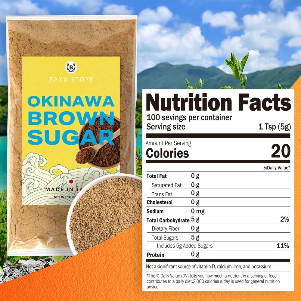 Brown Sugar Powder, Made in Japan,Only Sugarcane, Clean Eating, Rich in minerals,Vitamin B,Rich in iron,Low GI sweetener,Gluten Free,Okinawa,Natural,Japanese food,Pack of 1,10oz(300g)