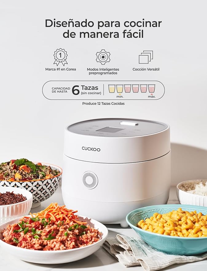 CUCKOO CR-0675FW 6-Cup (Uncooked) / 12-Cup (Cooked) Micom Rice Cooker with Nonstick Inner Pot, 13 Menu Modes, LCD Display, Fuzzy Logic Tech, Auto Clean (White)