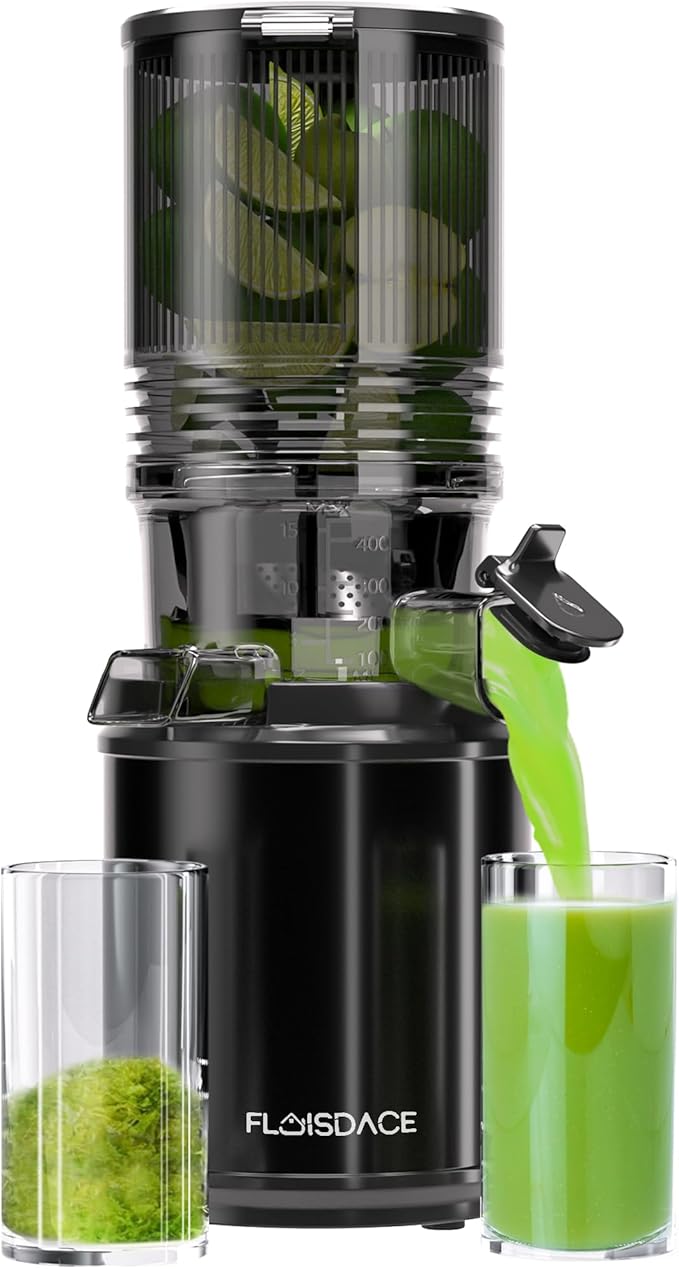 Cold Press Juicer – Hands-Free Electric Masticating Juicer Machine with 6.5" Large Feed Chute, 350W Masticating Juicer Machine For More Juice, Less Pulp, High Juice Yield – Easy Cleanup & Assembly
