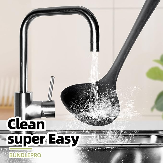 Silicone Soup Ladle Spoon Set of 2,Silicone Nonstick Large Skimmer Slotted Spoons,Kitchen Ladle Strainer Spoons Heat Resistant Cooking Utensil for Cooking Stirring Serving Draining Frying