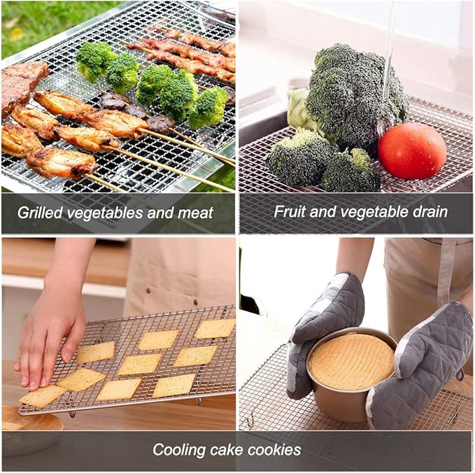 100% Stainless Steel Wire Cooling Rack Heavy Duty Roasting Rack for Baking Cooking Roasting Grilling By InBlossoms