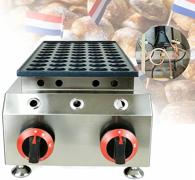 Waffle Maker, Electric Mini Dutch Pancake Baker Kitchen Stainless Steel Non Stick LPG Gas Waffle Maker Machine, for Home Or Commercial Use