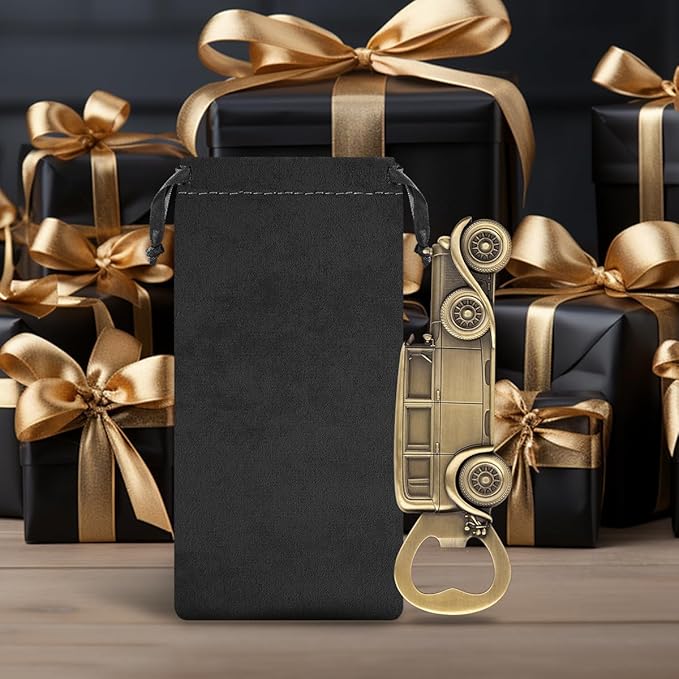 LKKCHER Car Bottle Opener, Classic Car Gifts for Men Him, Birthday Fathers Day Christmas Gifts for Men Dad Grandpa, Vintage Beer Accessories, Bronze with Gift Bag