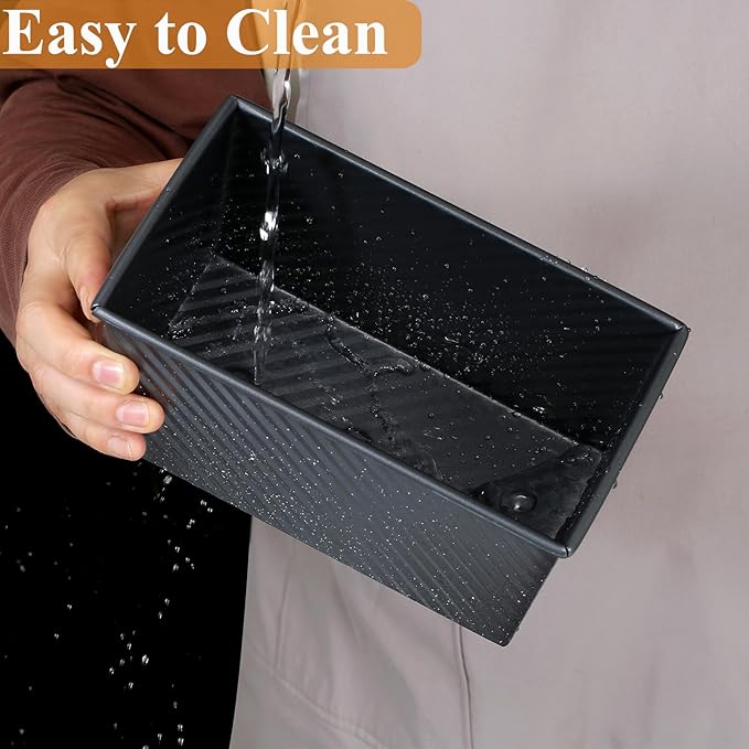 SS&CC Pullman Loaf Pan with Lid 2-Pack, 2.2lb & 1lb Carbon Steel Bread Pan for Homemade Sourdough & Sandwich Bread | Nonstick Bakeware, Heavy Duty & Easy Clean (Black, 1lb+2.2lb)