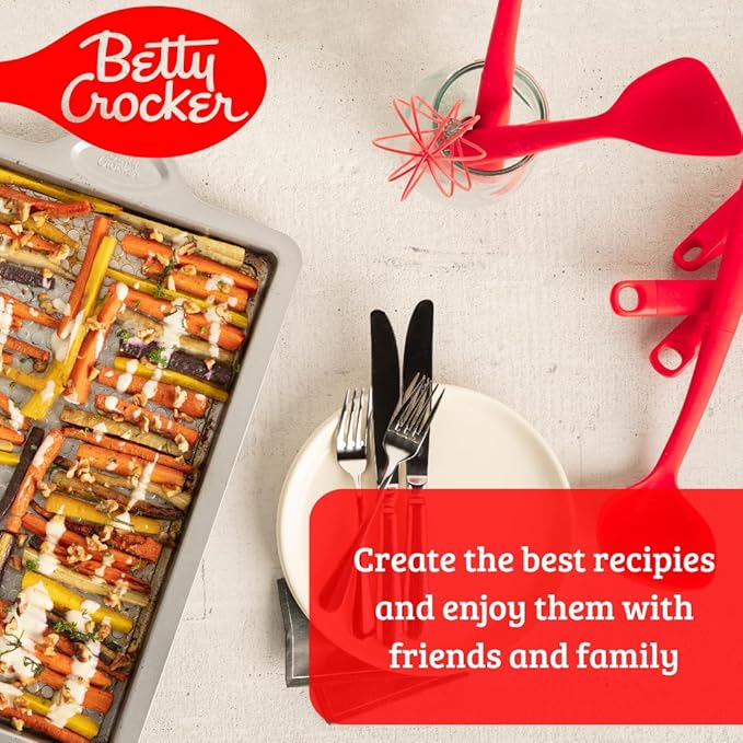 Betty Crocker Silicone Baking/Cooking Utensil Set – Spatula, Spoon, Turner, Scraper. 5-Piece Set, Heat Resistant, BPA Free, Non-Stick, Dishwasher Safe