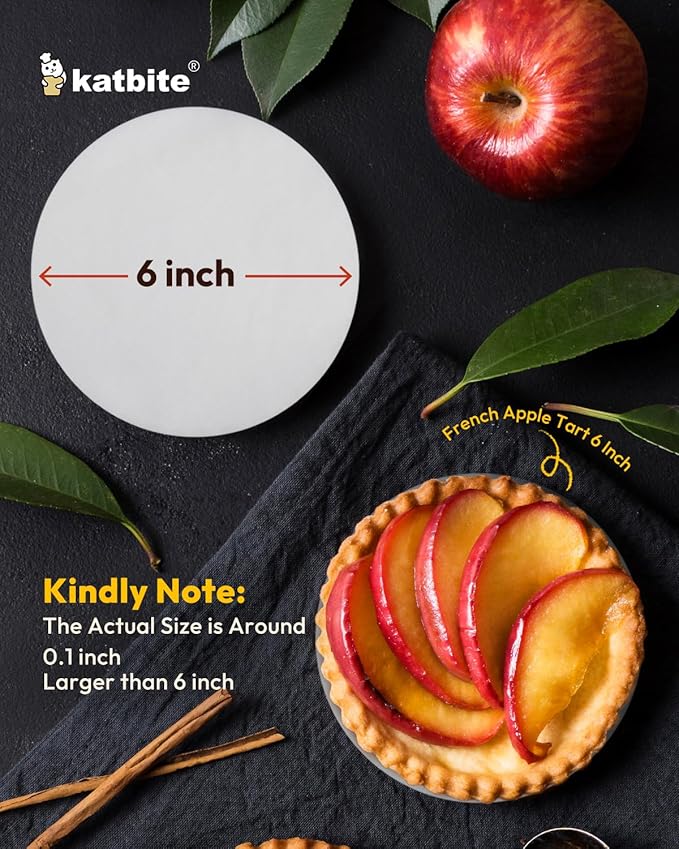 Katbite® 6 Inch 200Pcs Parchment Paper Rounds, Round Baking Sheets Paper, Uses for Cake Baking, Patty Separating, Tortilla Wrapping