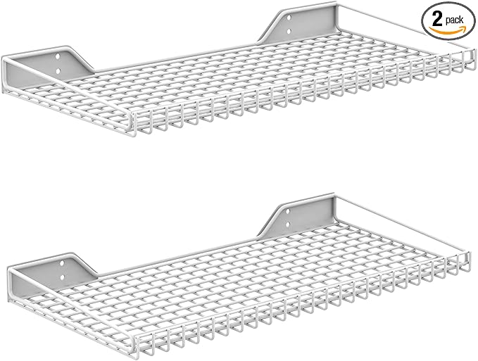 WALMANN 2 Pack Garage Wall Shelf, 23.5" x 12" Wall Mounted Storage Shelves for Garage, Closet, Laundry Room, Heavy Duty Wall Shelving, Holds Up to 65 Lbs(White)