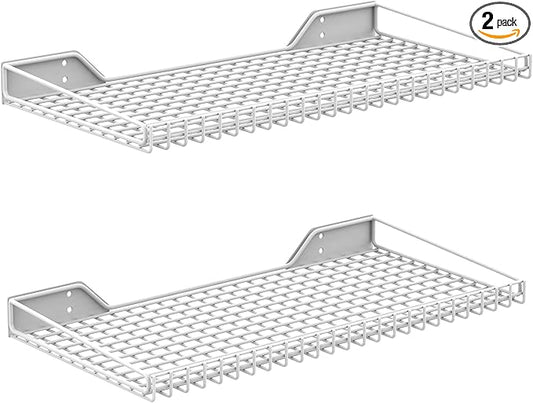 WALMANN 2 Pack Garage Wall Shelf, 23.5" x 12" Wall Mounted Storage Shelves for Garage, Closet, Laundry Room, Heavy Duty Wall Shelving, Holds Up to 65 Lbs(White)