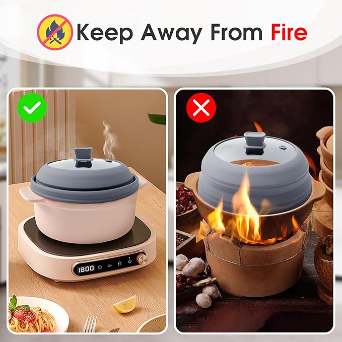 Microwave Splatter Cover for Food Collapsible Glass Microwave Cover Silicone Splatter Guard Dishwasher Safe Splatter Lid for Plates, Bowls, Pots & Stovetop Cooking 11.8" Gray