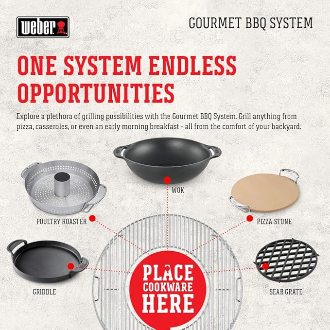 Weber Gourmet BBQ System Pizza Stone with Carry Rack,16.7" Long