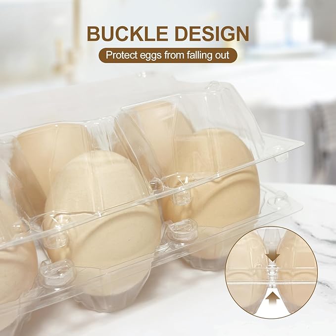 100 Pack Egg Cartons 6 Count - Medium Egg Cartons Cheap Bulk - Half Dozen Egg Carton for Farmers Market, Kitchen Organization and Storage