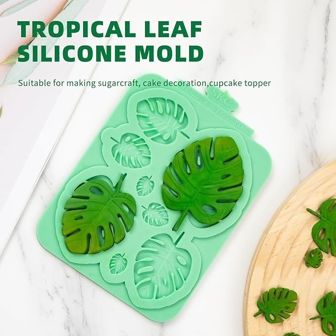 KALAIEN Leaf Molds Silicone,Leaves Chocolate Mold Leaf Fondant Molds Silicone for Clay Crafts Air Dry,3D Candy Gumpaste Moulds Set of 3