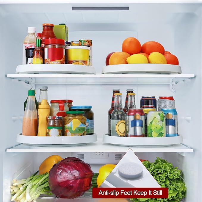 2 Pack, 12-Inch Non-Skid Lazy Susan Organizers - Turntable Rack for Pantry Organization and Storage, Kitchen, Fridge, Cabinets, Bathroom Makeup Vanity Countertop, Under Sink Organizing, Spice Rack