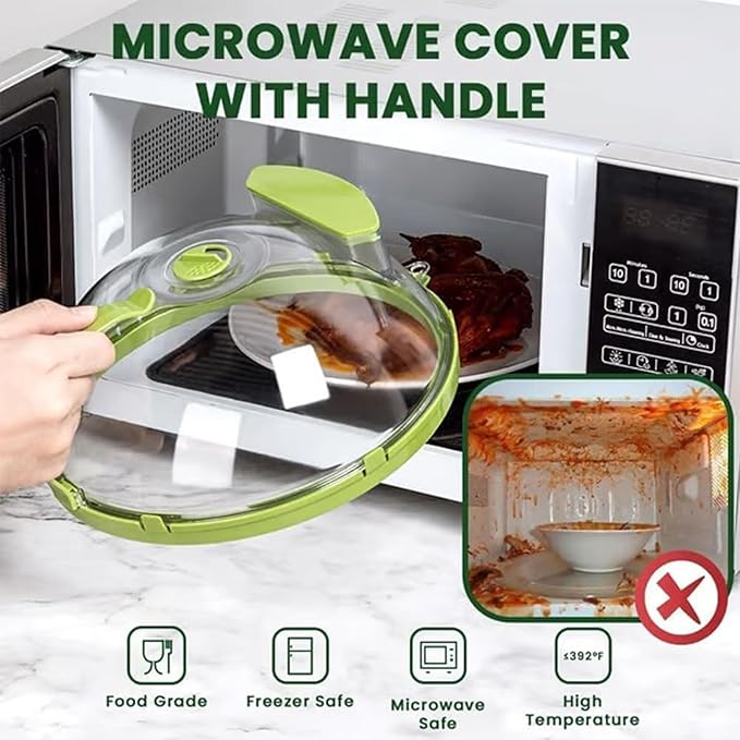 Steam And Reheat Microwave Cover, Microwave Splatter Cover, 2-In-1glass Microwave Cover For Food, Adjustable Steam Hole, Food Water Storage Box, Splash-Proof Design For Cooking (B)