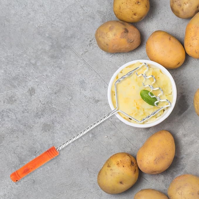 Hemoton Stainless Steel Potato Masher with Non-Slip Handle, Versatile Kitchen Tool for Mashing Potatoes, Vegetables, and Fruits, Dishwasher Safe, 14.56 Inch