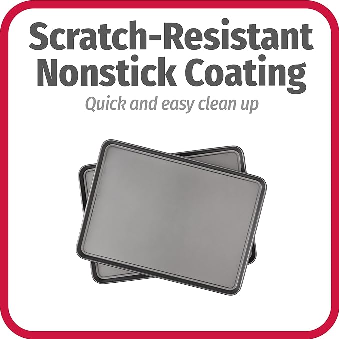 GoodCook Everday Nonstick Carbon Steel 15” x 21” Baking Sheet Set, 2 Pack – Extra-Large Carbon Steel Cooking Pans, Bakeware Set, Cookie Sheets for Baking, Oven Pan Set