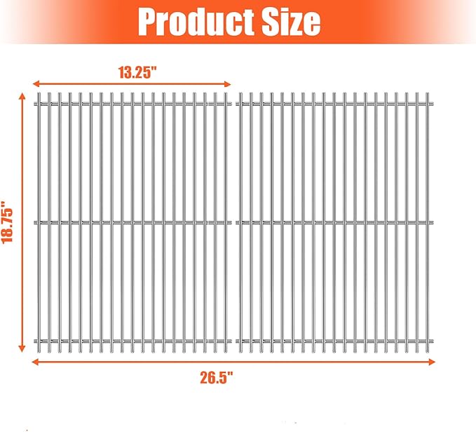 18.75" Cooking Grates for Weber Genesis II 300 and Genesis II LX 300 Series Gas Grills, Genesis II E&S 310 315 320 325 340, Stainless Steel Cooking Grid Replacement Parts for Weber 66095 84136