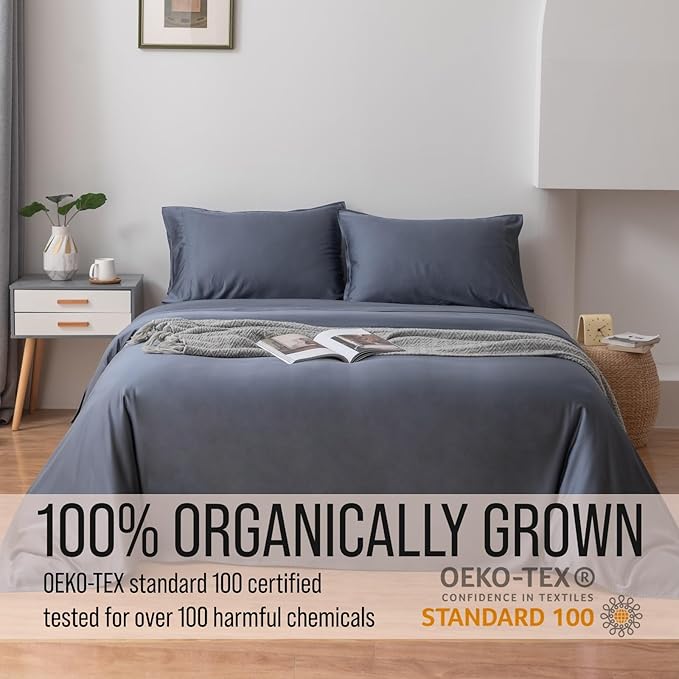 Bella Coterie Luxury Bamboo Viscose Twin Size Sheet Set | 100% Organically Grown | Ultra Soft | Cooling for Hot Sleepers | 18" Deep Pocket [Slate Blue]