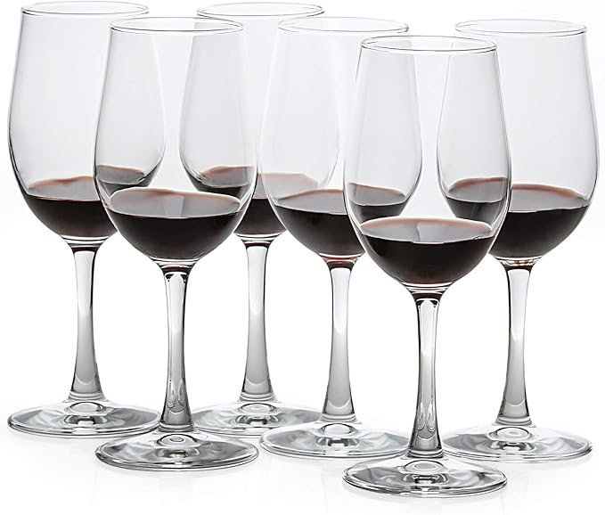 UMI UMIZILI 12 Ounce - Set of 6, All-Purpose Classic Durable Red/White Wine Glasses