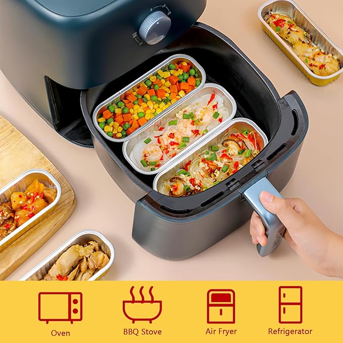 LNYZQUS Mini Loaf Pans with Lids 100 Pack, 6.8oz Aluminum Foil Mini Cake Baking Pans Cupcake Tins Containers,Disposable Ramekins Bread Baking Cups Muffin Tins Holders-Black