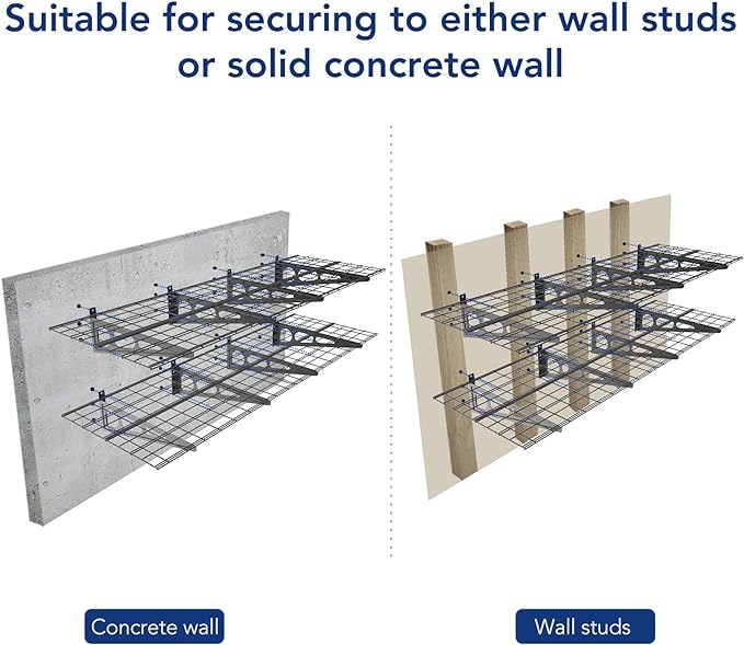 FLEXIMOUNTS 4-Pack 2x6ft 24-inch-by-72-inch Wall Shelf Garage Storage Rack Floating Shelves, Black