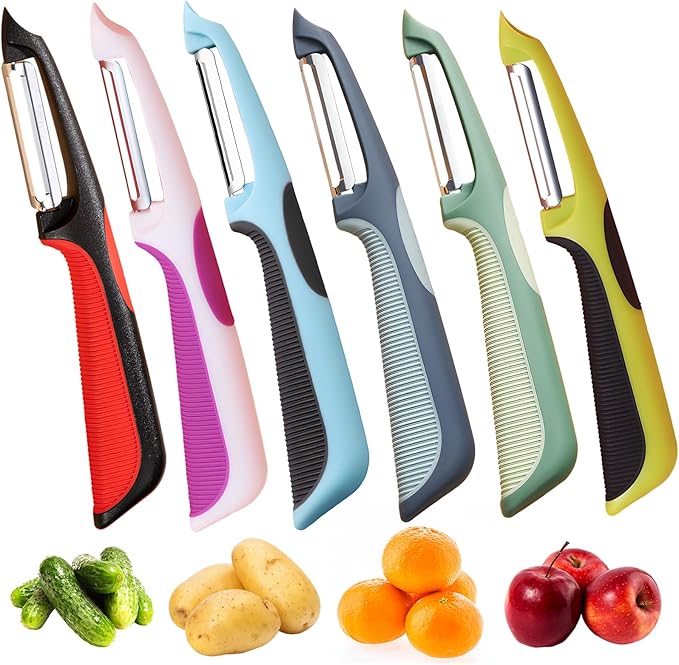 Trez Treamer Vegetable Peelers for Kitchen,6PCS P Peelers Stainless Steel Potato Carrot Veggie Zucchini Cucumber Apple Peeler,Ultra-thin Peeling (6 P Peelers)