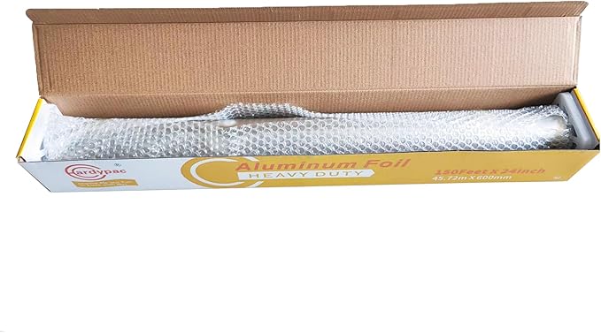 24 inch extra wide Heavy Duty Aluminum Foil Roll, 300 Square Feet, 24 Inch x 150 Feet, kitchen wide tin foil grill foil paper for cooking, baking, wrapping, BBQ aluminum paper heavy duty.
