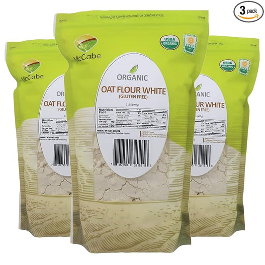 McCabe Organic Oat Flour White - Oat Flour Organic | Rich with Fiber & Minerals | USDA and CCOF Certified | Product of USA | 2Lbs | Pack of 3