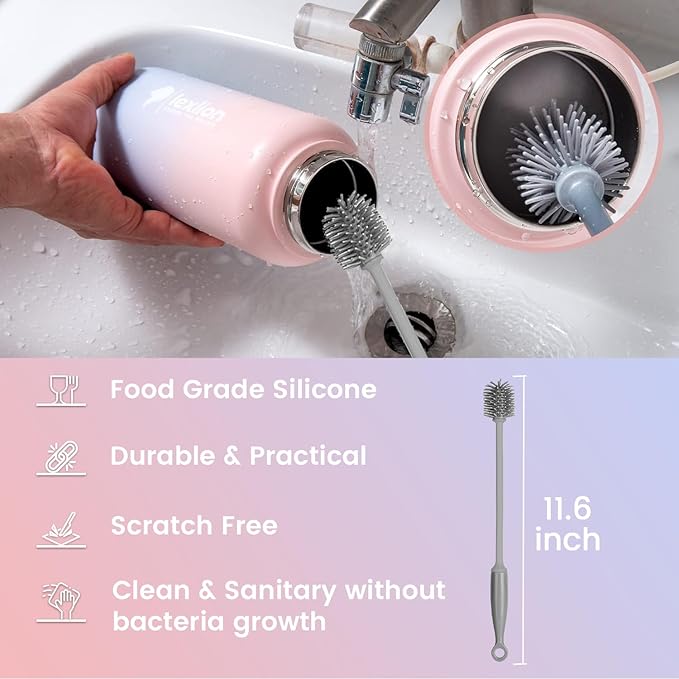 Lexlion Tea Infuser Bottle - Fruit Infuser Water Bottle 32 Oz, Triple Walled Insulated Stainless Steel, Thermal Leaf Infusion, Silicone Sleeve, 3 Lids Leakproof, Metal Mug Gallon