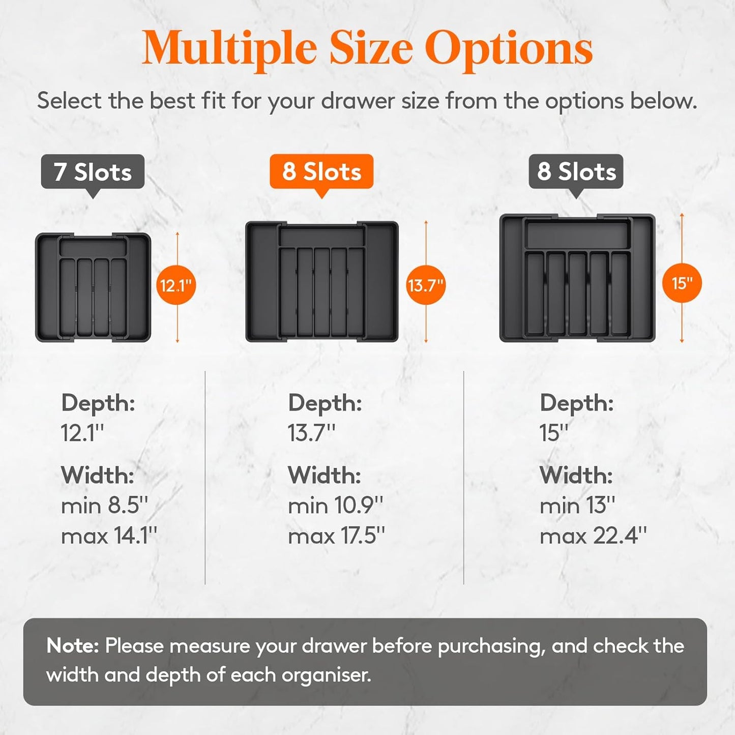 Lifewit Silverware Drawer Organizer, Expandable from 11 to 18 inches, Utensil Tray for Kitchen, BPA Free Flatware Cutlery Holder, Adjustable Plastic Storage for Spoons Forks Knives, Large, Black