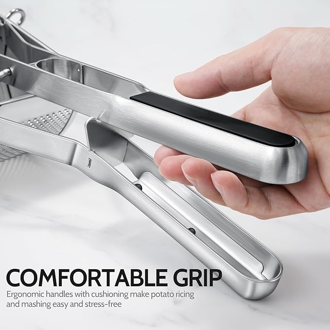 Potato Ricer, Sopito Stainless Steel Potato Masher for Commercial and Home Use, Black