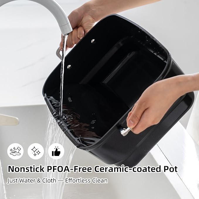 Slow Cooker 10-Quart - PFOA-Free Ceramic Coating, Oven Safe to 450°F | Keep Warm Function for Large Family Gatherings (Includes Silicone Spoon)