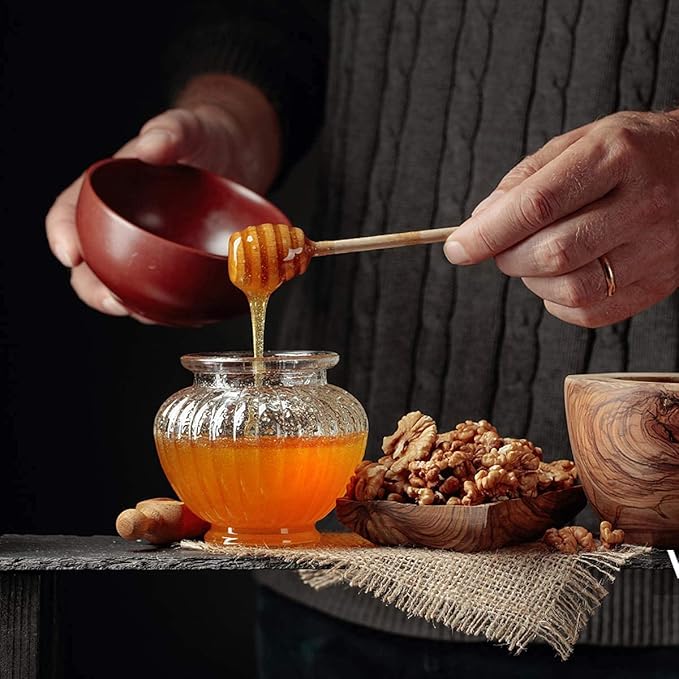 101 PCS Honey Sticks Dipper, 3 Inch Mini Wooden Honeycomb Sticks, Small Honey Stirrer Stick, Honey Sticks for Honey Jar Dispense Drizzle Honey and Wedding Party Favors Gift