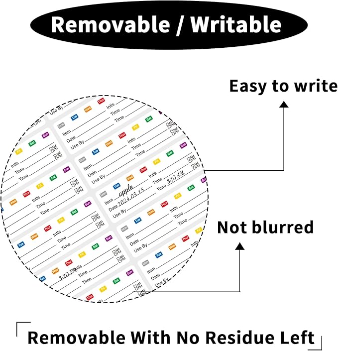 STARLIBOO Removable Multicolor Labels, Blank Stickers for Food Containers, 1x3 Inch, Waterproof, Easy Peel Off (240 Labels)