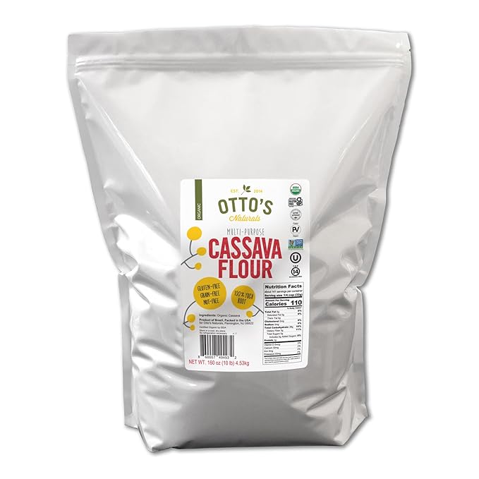 Otto's Naturals Organic Multi-Purpose Cassava Flour, Gluten-Free, Grain, Nut and Gum-Free, 1-to-1 Wheat Alternative, Paleo, AIP, 10 lb