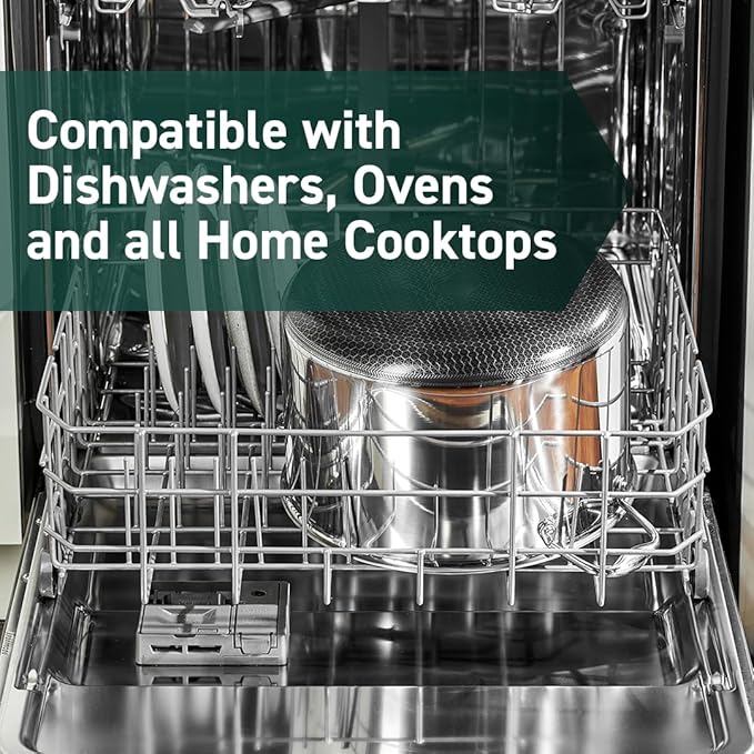 HexClad Hybrid Nonstick 10-Quart Stockpot with Tempered Glass Lid, Stay-Cool Handles, Dishwasher-Friendly, Oven-Safe Up to 900°F, Induction Ready, Compatible with All Cooktops